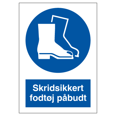 Skridsikkert fodtøj, påbudsskilte, selvklæbende folie A6 (148 x 105 mm)
