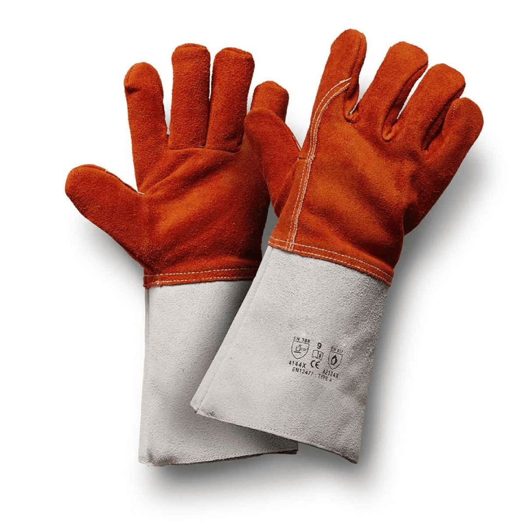 Kraftig 5-fingret okse spalt svejsehandske, varmebestandig, med lang sikkerhedsmanchet, syet med kevlar tråd 13-ANTD 10 - XL