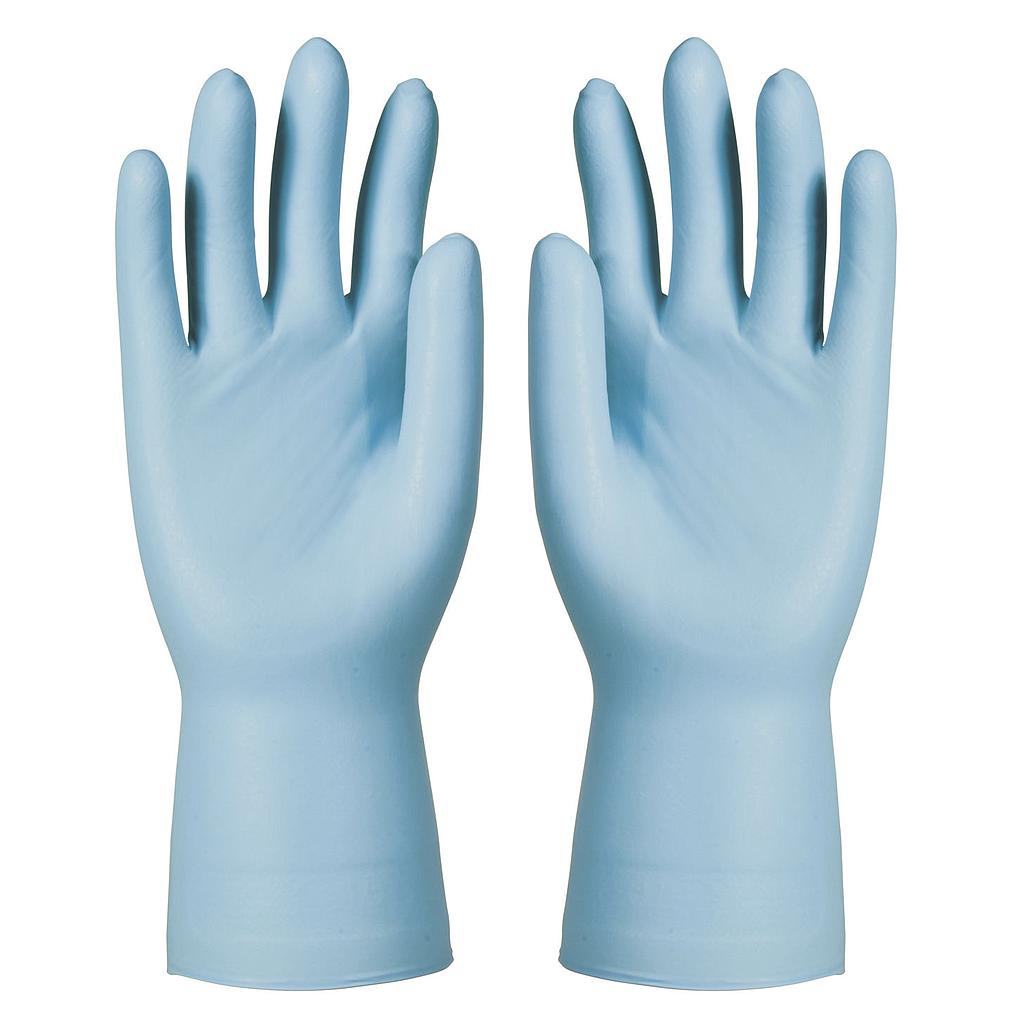 Dermatril P 743 Kraftig blå chloreret nitril engangshandsker uden pudder, rullekant, Længde 280 mm tykkelse 0,20 mm AQL 0,65 en 455 8 - M
