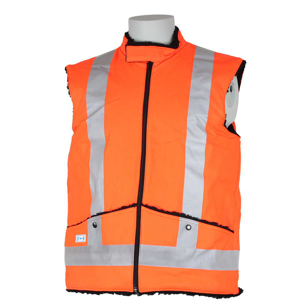 Vindtæt termovest i Hi-Viz orange med reflekser 2 forlommer og lynlåsluk XXXLarge