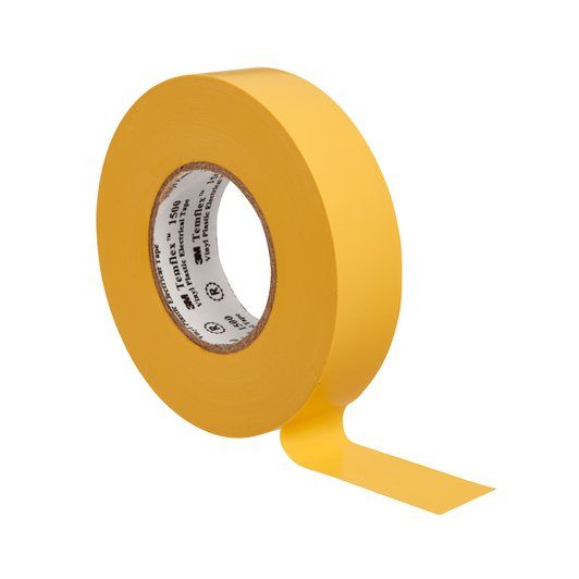 3M Temflex 1500 vinyl tape for isolering og mærkning. 0.15 mm tyk. 19 mm x 20 m gul.