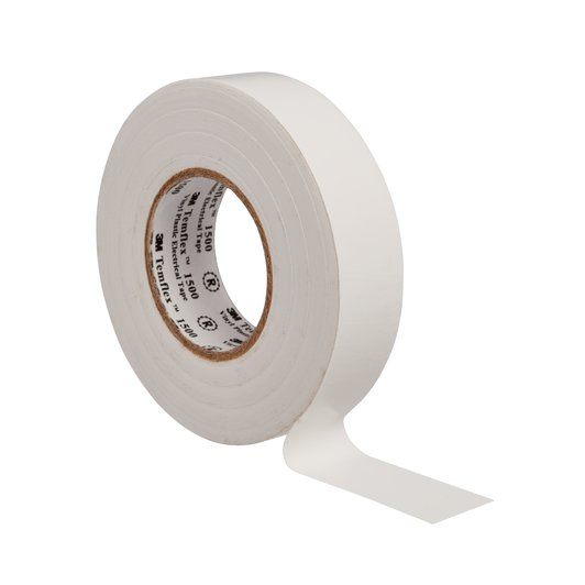 3M Temflex 1500 vinyl tape for isolering og mærkning. 0.15 mm tyk. 19 mm x 20 m hvid.