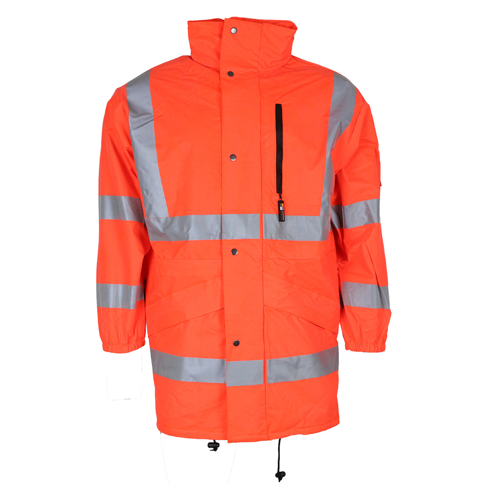 Regnjakke i orange hi-viz med mange praktiske detaljer Small