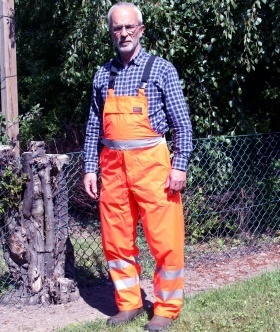 Regnoverall, Orange Hi-Viz fluorescerende EB 471 klasse 2 med 2 sidelommer Small