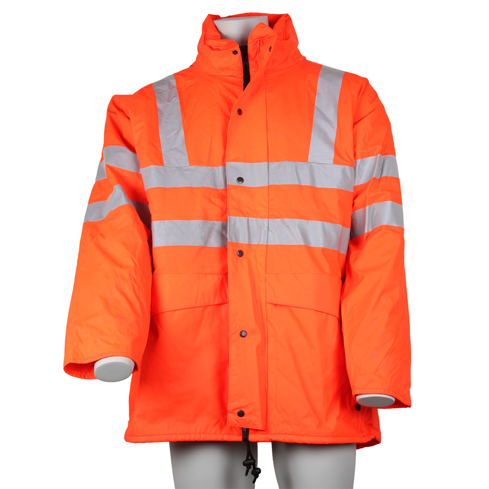 Hi-Viz orange termojakke med reflekser aftagelig termofor, hætte og to forlommer XXXLarge