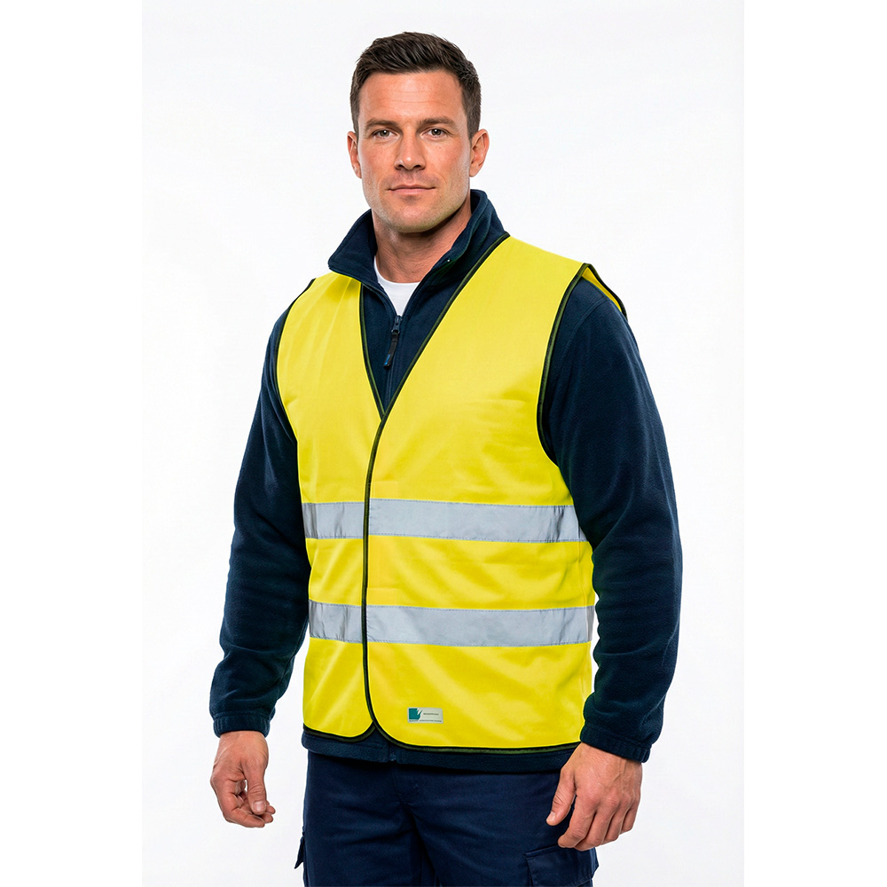 Sikkerhedsvest, gul Hi-Viz , fluorescerende med velcro lukning EN 471 klasse 2 Small