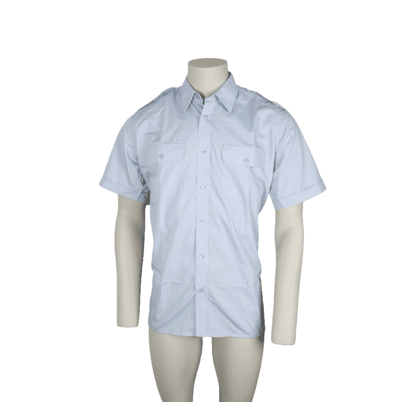 Kortærmet pilotskjorte, polyester/bomuld, Lyseblå