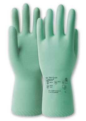 Lapren 706 Blød kemihandske i naturgummi / polychloropren, ru overflade, længde 310 mm tykkelse 0,6mm 10 - XL
