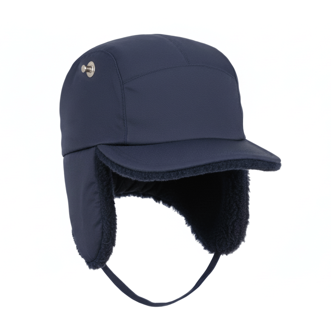 Vinterkasket med øreklapper, nedklapelig ørevarmere samt hagerem med velcro lukning, Kongeblå Classic Korea hue, Medium Medium