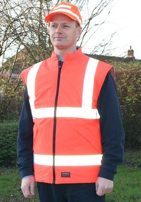 Termovest, PU Orange Hi-Viz fluorescerende EN 471 klasse 2 med 2 stk stiklommer Large
