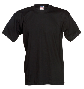 T-shirt, 100 bomuld, Sort forkrympet, rundstrikket smal halsrib Small