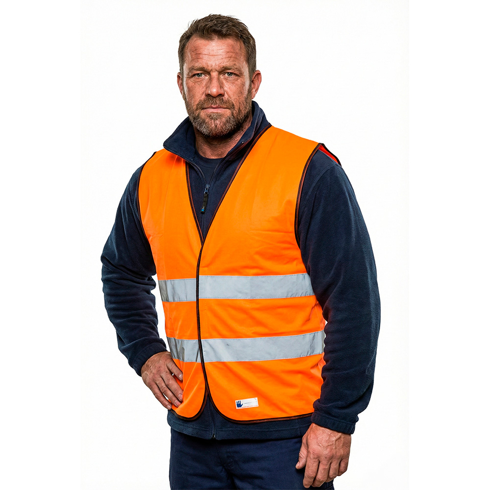 Refleksvest, Hi-Viz Orange fluorescerende med velcro lukning EN 471 klasse 2 XXLarge