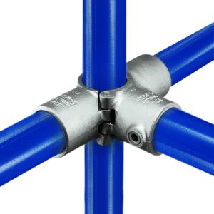 3-vejs split kryds - fitting A35, 48,3 mm, Kee Clamp galvaniseret rørfitting.