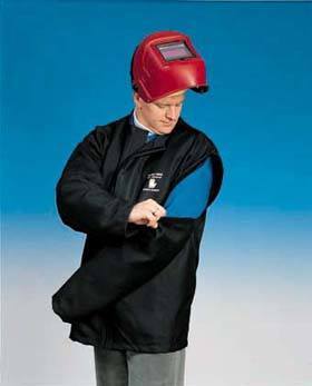 16V54-1361 Jakke med halv ryg for bedre ventilation, samt og aftagelige ærmer flammesikret velcro lukning vægt kun 700 gram VARMEX 2000, Str. XS-XXXX