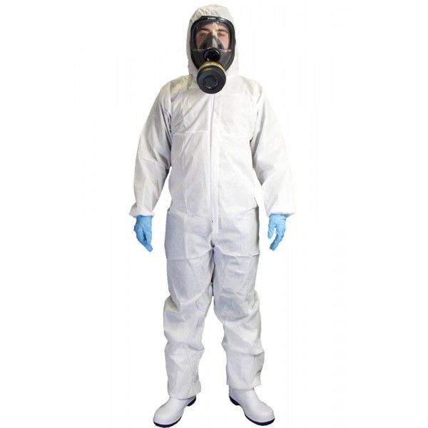 Chemsplash 2544 Xtreme 50 SMS Hvid beskyttelsesdragt, COVERALL TYPE 5B/6B, åndbar - silikone fri, elastik i talje, håndled, hætte og ankler XXXLarge