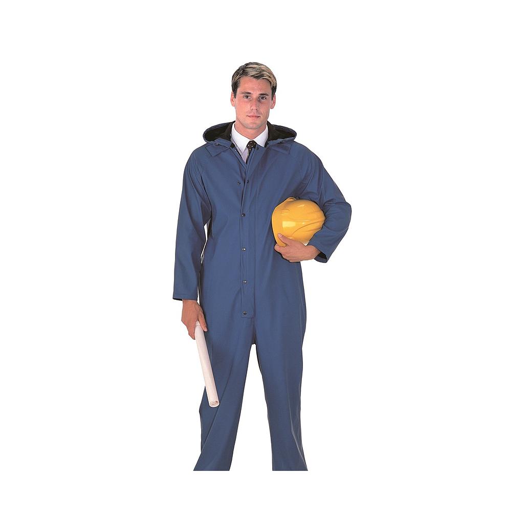 Blå Pu vindtæt og vandtæt coverall sealtex classic 2 sidelommer hætte rulles i krave XLarge
