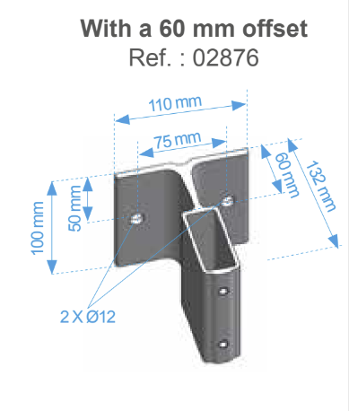 60 mm Aluminium offset parapet base