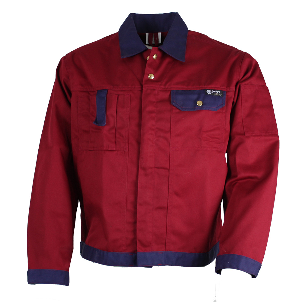 Arbejdsjakke bordeaux/marineblå i kraftig slidsstærkt 65% polyester / 35% bomuld materiale M (104)
