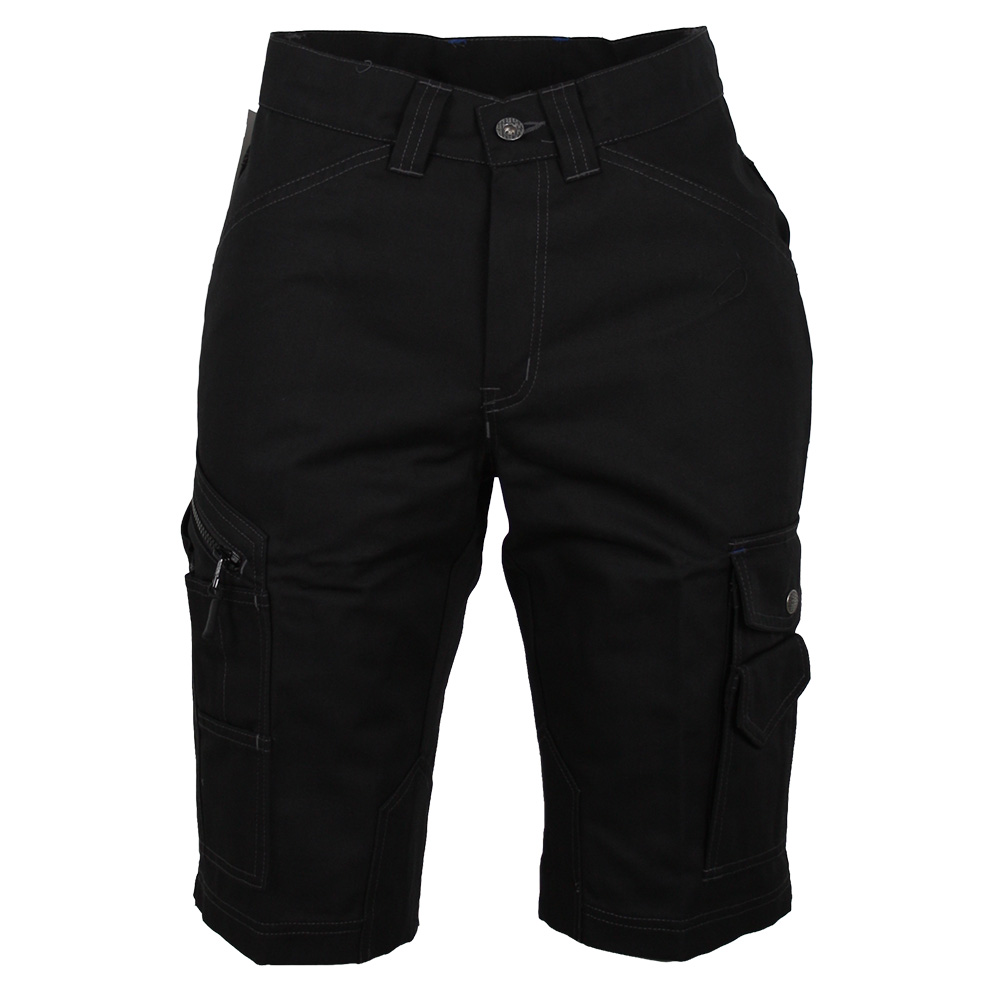 Sorte arbejdsshorts med lårlomme i kraftig polyester/bomuld stof 80