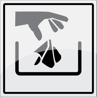 Affald symbol Rustfrit stål 150x150 mm