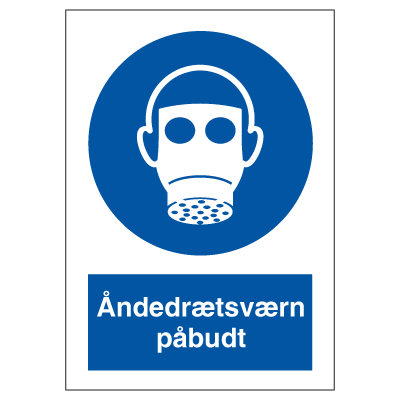Åndedrætsværn påbudt, påbudsskilte A5, Plast