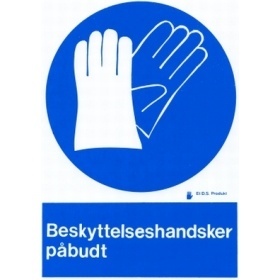 Beskyttelseshandsker påbudt, påbudsskilte A5, Plast