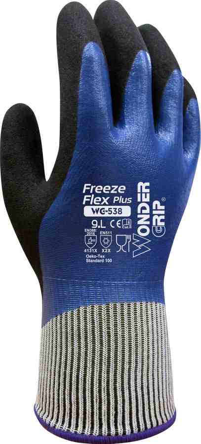 WG-538 Wonder grip Freeze Flex Plus, heldyppet vandtæt vinterhandske i dobbelt nitril belægning 10 - XL
