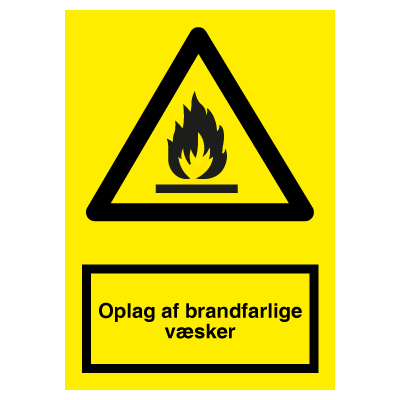 Oplag af brandfarlige væsker - Refleks Alu advarselsskilt A4