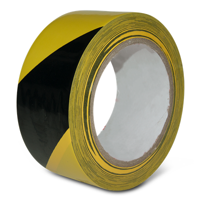 Gulvtape og Afstribningstape, 50 mm x 33 meter x 0,15 mm, DENFOIL Gul-sort