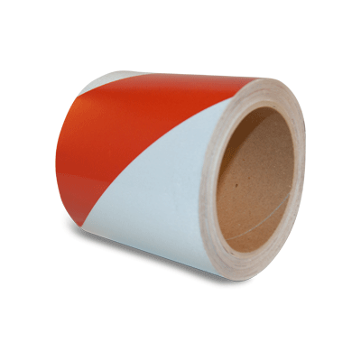 DENFOIL Reflekstape Rød-hvid, 100 mm x 10 meter
