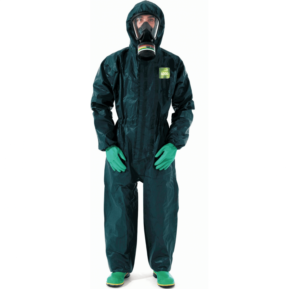 Microchem Microgard 4000 model 111 kemikaliedragt, Type 3, 4, 5, antistatisk EX godkendt og silikonefri testet for mere end 190 kemikalier, dragt uden