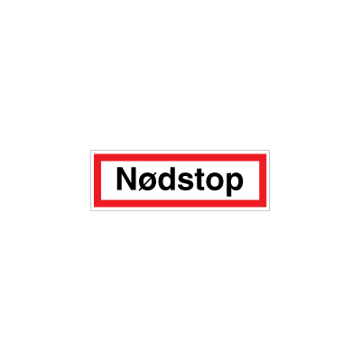 Nødstop skilt - 50 x 150 mm Reflekterende aluminium
