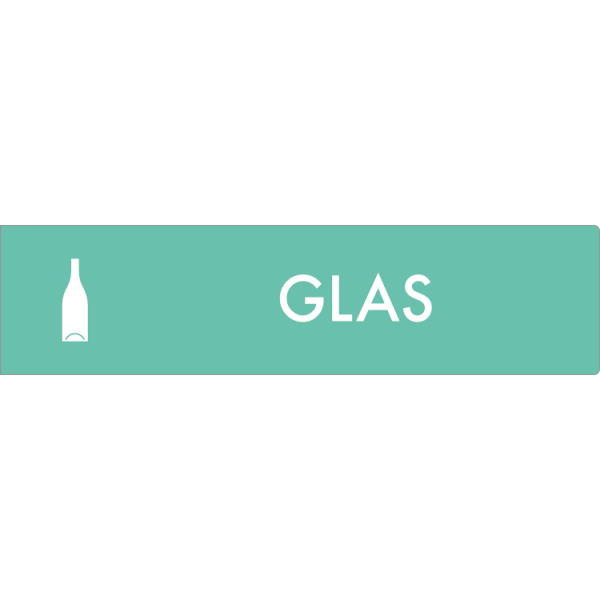 Affaldsskilt AF0601: Glas, fås i 3 forskellige materialer og str. mellem 60x60 mm - 240x240 mm 60x240 mm, Selvklæbende