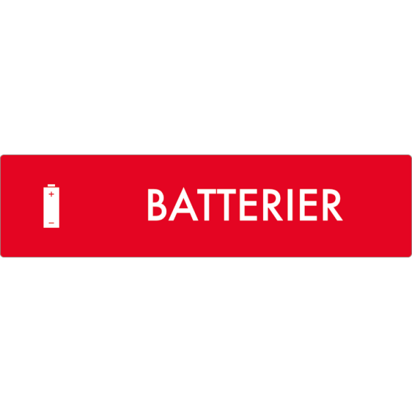 Affaldsskilt AF1802: Batterier, fås i 3 forskellige materialer og str. mellem 60x60 mm - 240x240 mm 60x240 mm, Selvklæbende