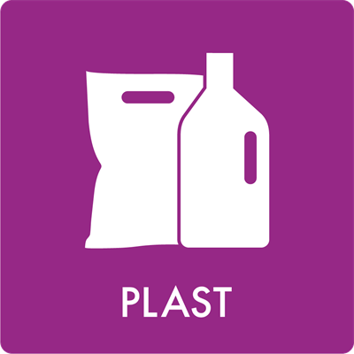 Affaldsskilt AF2402: Plast, Selvklæbende, 5 størrelser 120x120 mm