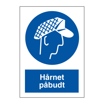 Hårnet påbudt påbudsskilt - 297 x 210 mm Plast