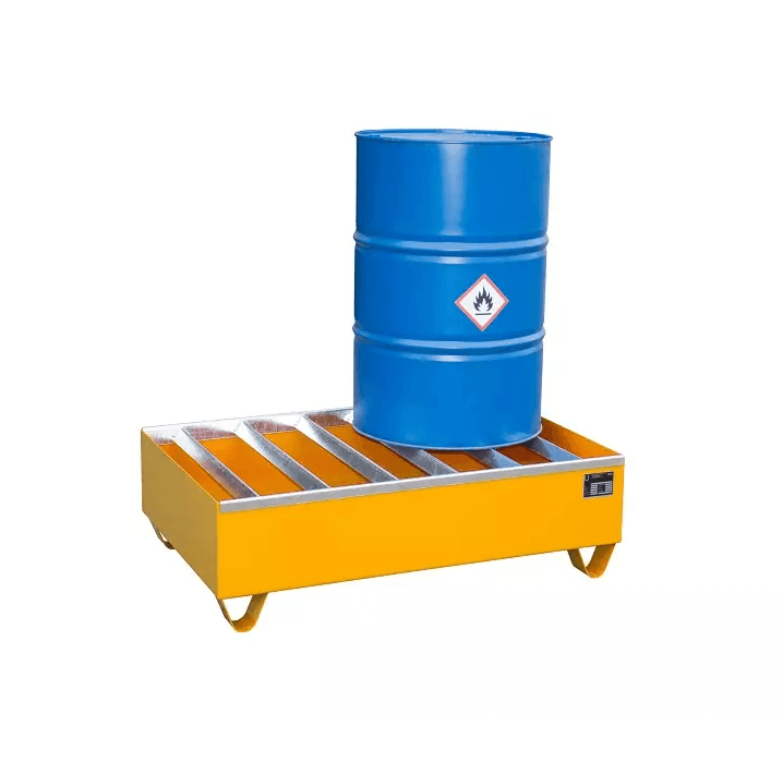 Opsamlingskar i lakeret stål, 242 liter kapacitet, 1200 x 800 x 360 mm Orange