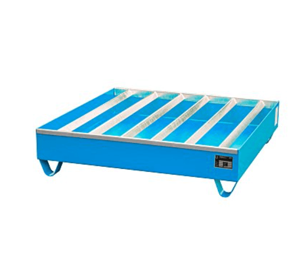 Opsamlingskar i lakeret stål, 257 liter kapacitet, 1200 x 1200 x 285 mm Blå