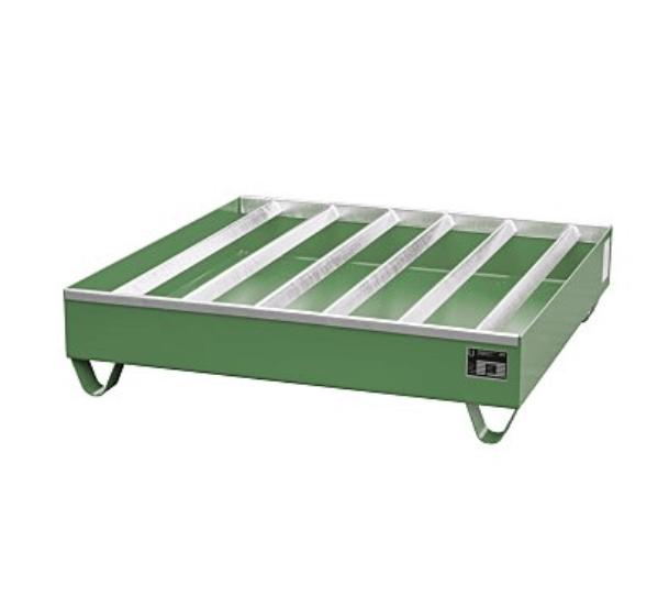 Opsamlingskar i lakeret stål, 257 liter kapacitet, 1200 x 1200 x 285 mm Grøn