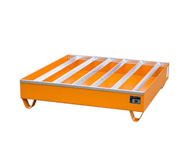 Opsamlingskar i lakeret stål, 257 liter kapacitet, 1200 x 1200 x 285 mm Orange