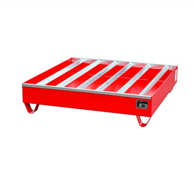 Opsamlingskar i lakeret stål, 257 liter kapacitet, 1200 x 1200 x 285 mm Rød