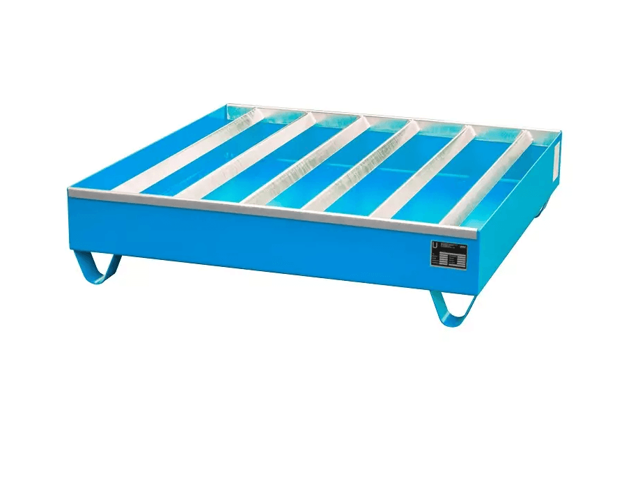 Dybt opsamlingskar i lakeret stål, 435 liter kapacitet, 1200 x 1200 x 410 mm Blå