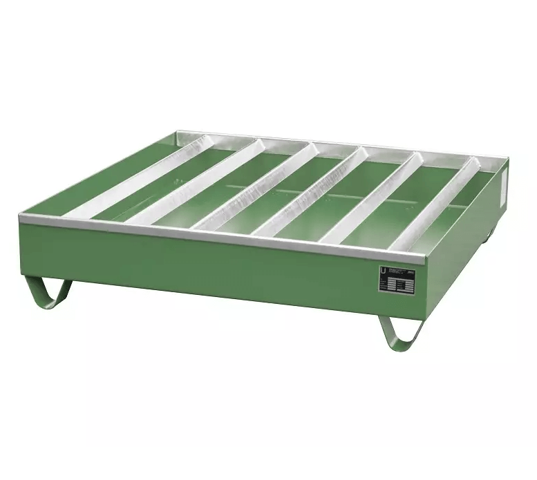 Dybt opsamlingskar i lakeret stål, 435 liter kapacitet, 1200 x 1200 x 410 mm Grøn