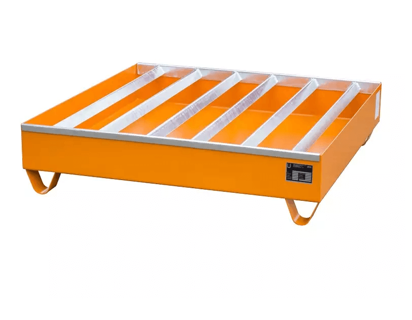 Dybt opsamlingskar i lakeret stål, 435 liter kapacitet, 1200 x 1200 x 410 mm Orange