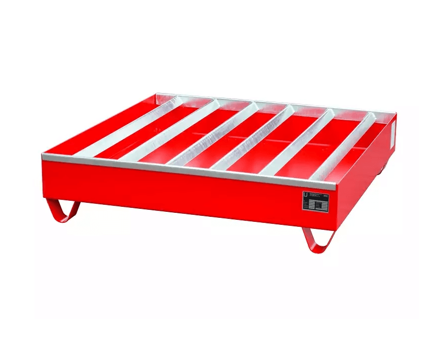 Dybt opsamlingskar i lakeret stål, 435 liter kapacitet, 1200 x 1200 x 410 mm Rød