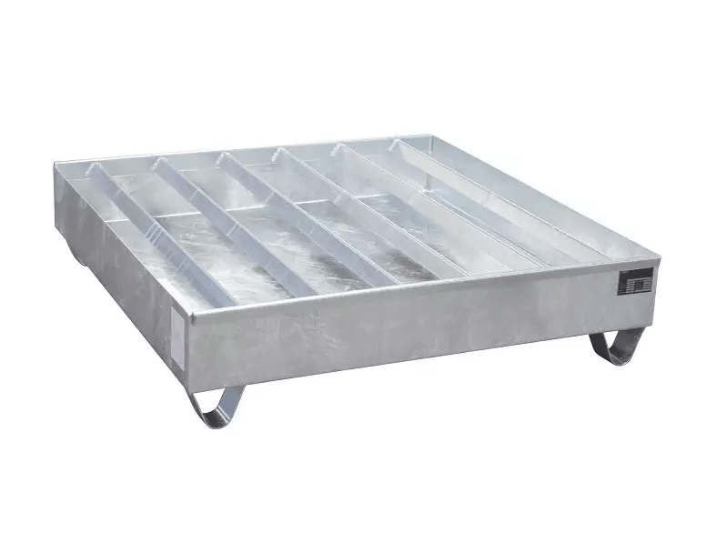 Dybt opsamlingskar i lakeret stål, 435 liter kapacitet, 1200 x 1200 x 410 mm Galvaniseret stål