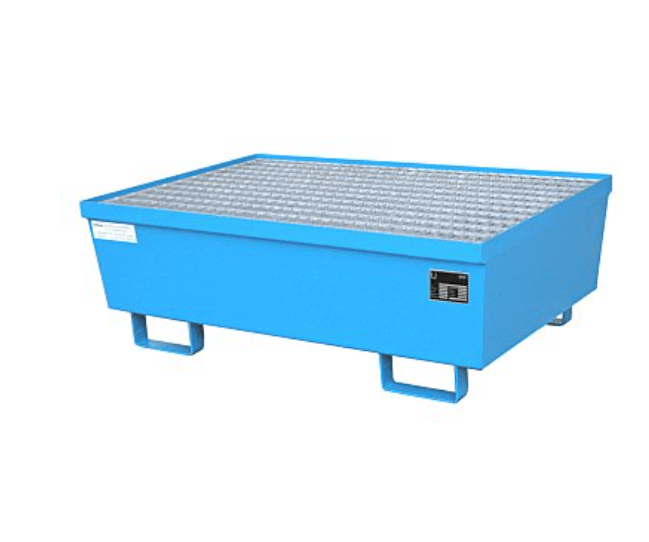 Opsamlingskar i galvaniseret stål, 250 liter kapacitet, 1200 x 800 x 415 mm Blå
