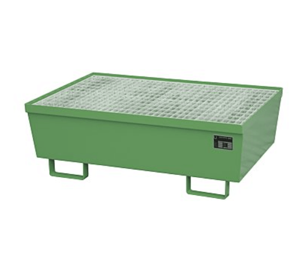 Opsamlingskar i galvaniseret stål, 250 liter kapacitet, 1200 x 800 x 415 mm Grøn