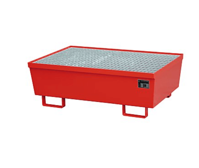Opsamlingskar i galvaniseret stål, 250 liter kapacitet, 1200 x 800 x 415 mm Rød