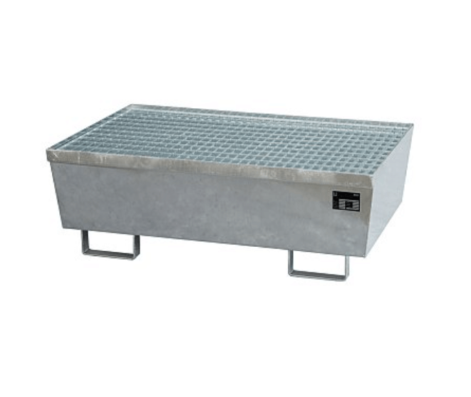 Opsamlingskar i galvaniseret stål, 250 liter kapacitet, 1200 x 800 x 415 mm Galvaniseret stål
